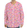 Cute Candy Pattern Print Long Sleeve Baseball Jersey