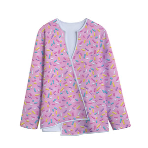 Cute Candy Pattern Print Long Sleeve Short Coat