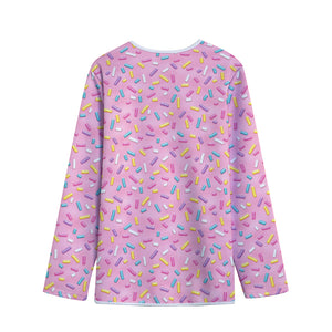 Cute Candy Pattern Print Long Sleeve Short Coat