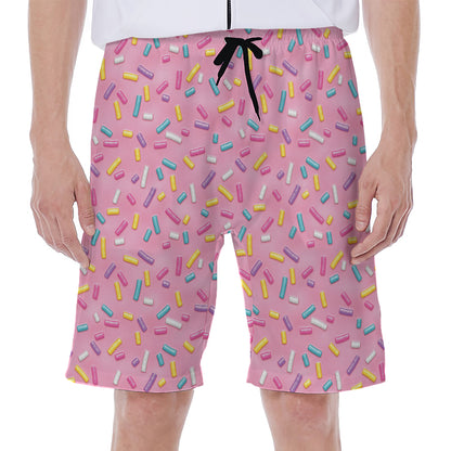 Cute Candy Pattern Print Men's Beach Shorts