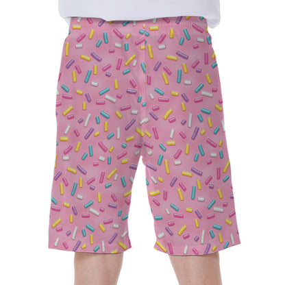 Cute Candy Pattern Print Men's Beach Shorts