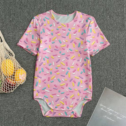 Cute Candy Pattern Print Men's Bodysuit