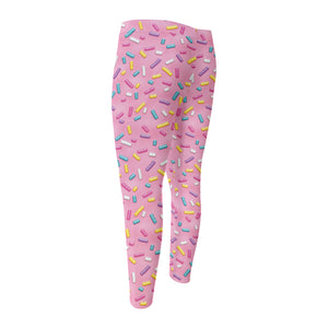 Cute Candy Pattern Print Men's Compression Pants