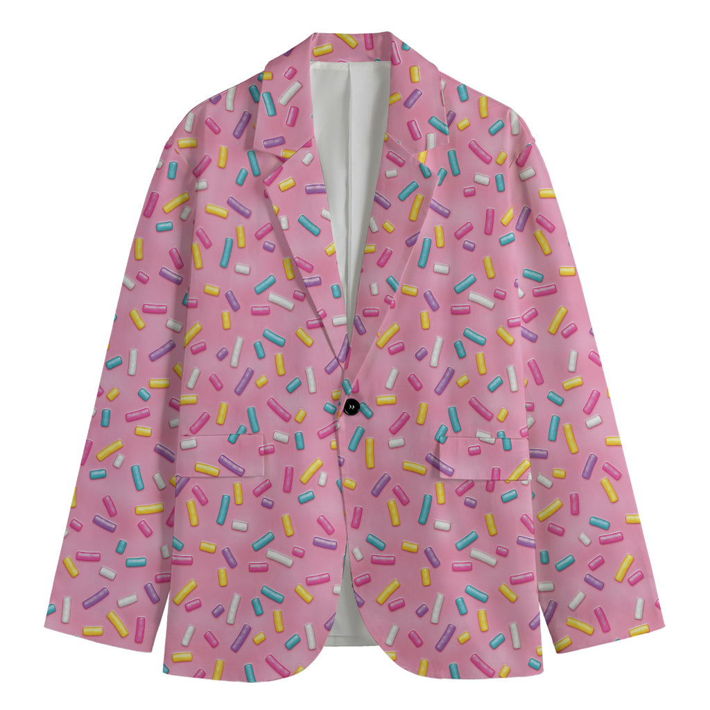 Cute Candy Pattern Print Men's Cotton Blazer