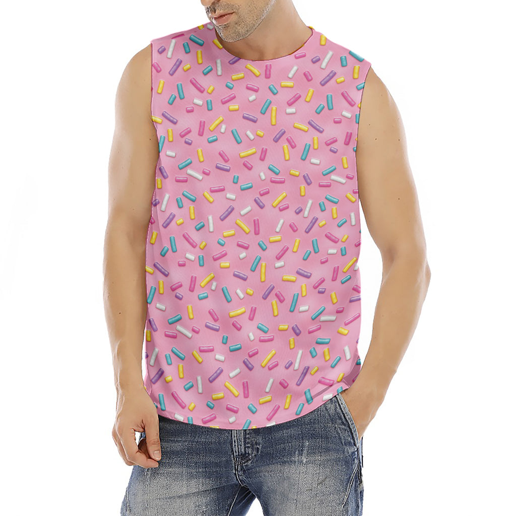 Cute Candy Pattern Print Men's Fitness Tank Top