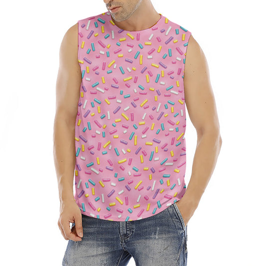 Cute Candy Pattern Print Men's Fitness Tank Top