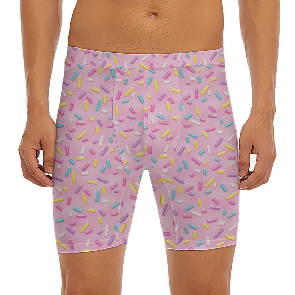 Cute Candy Pattern Print Men's Long Boxer Briefs