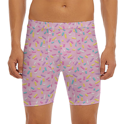 Cute Candy Pattern Print Men's Long Boxer Briefs