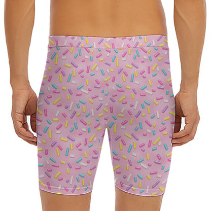 Cute Candy Pattern Print Men's Long Boxer Briefs