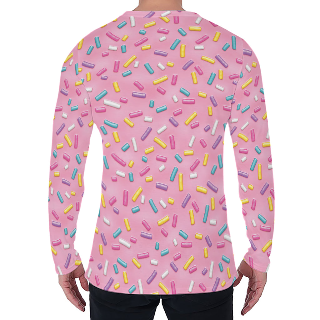 Cute Candy Pattern Print Men's Long Sleeve T-Shirt