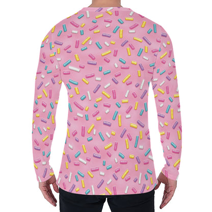 Cute Candy Pattern Print Men's Long Sleeve T-Shirt