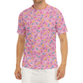 Cute Candy Pattern Print Men's Short Sleeve Rash Guard