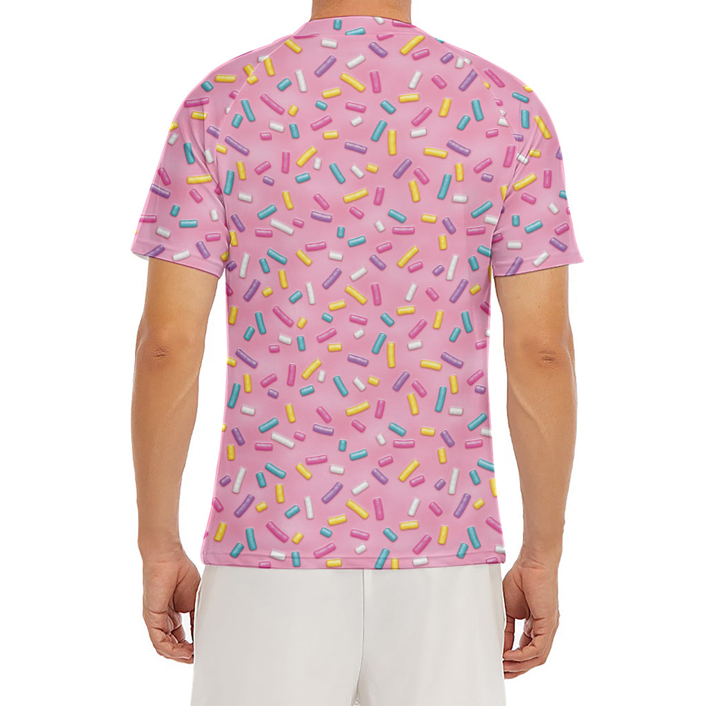 Cute Candy Pattern Print Men's Short Sleeve Rash Guard