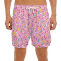Cute Candy Pattern Print Men's Split Running Shorts