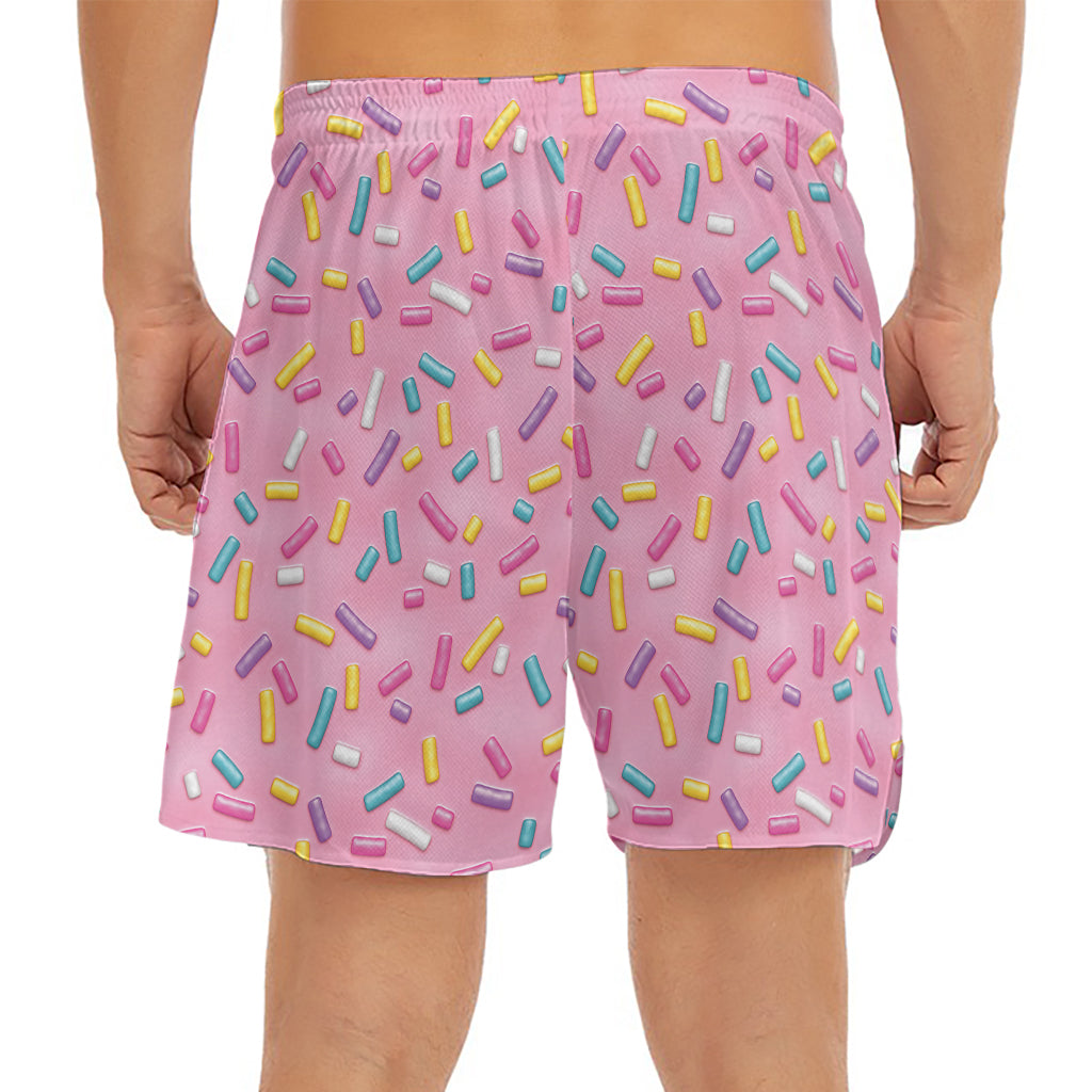Cute Candy Pattern Print Men's Split Running Shorts