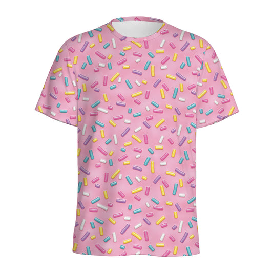 Cute Candy Pattern Print Men's Sports T-Shirt