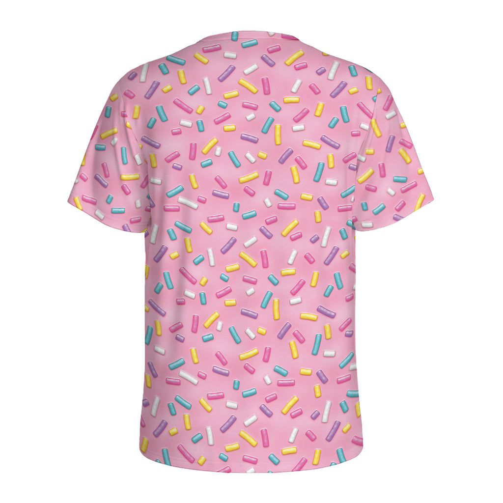Cute Candy Pattern Print Men's Sports T-Shirt