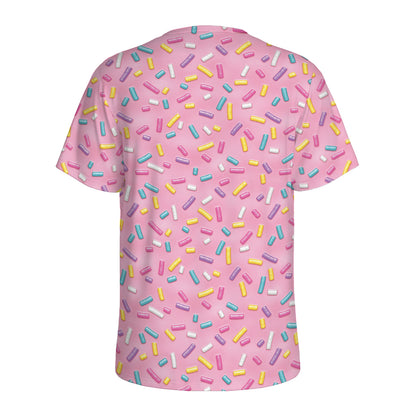 Cute Candy Pattern Print Men's Sports T-Shirt