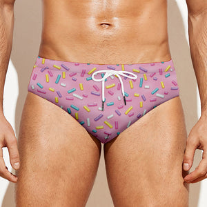 Cute Candy Pattern Print Men's Swim Briefs