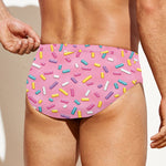 Cute Candy Pattern Print Men's Swim Briefs