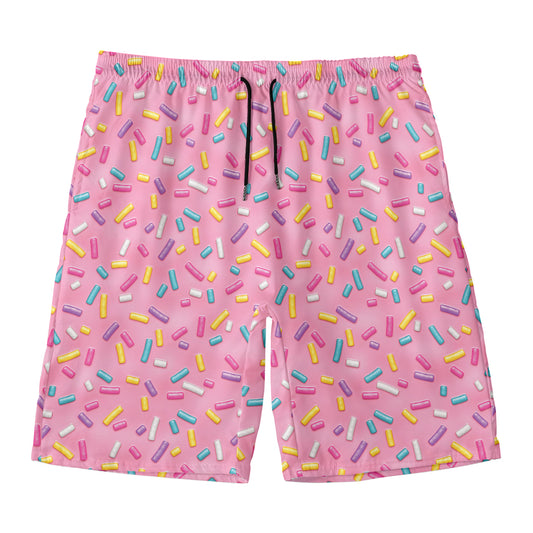 Cute Candy Pattern Print Men's Swim Trunks