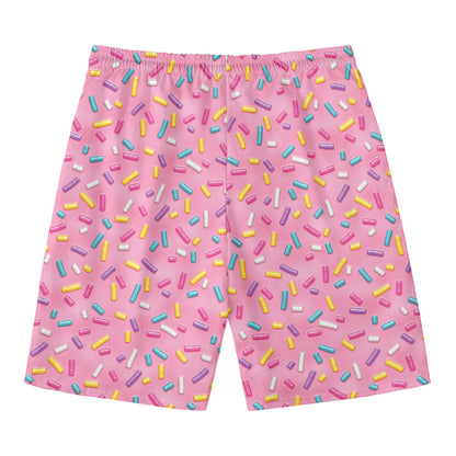 Cute Candy Pattern Print Men's Swim Trunks