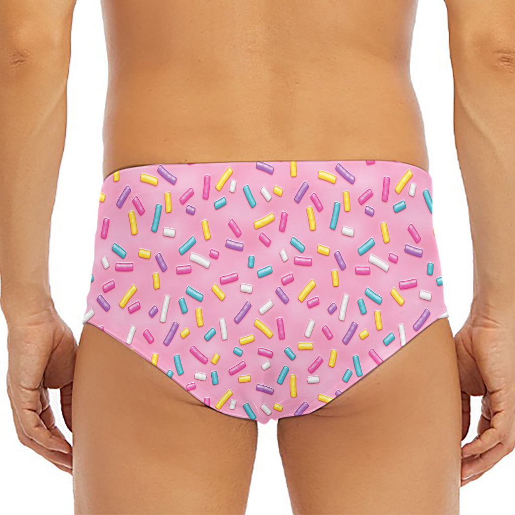 Cute Candy Pattern Print Men's Triangle Swim Briefs