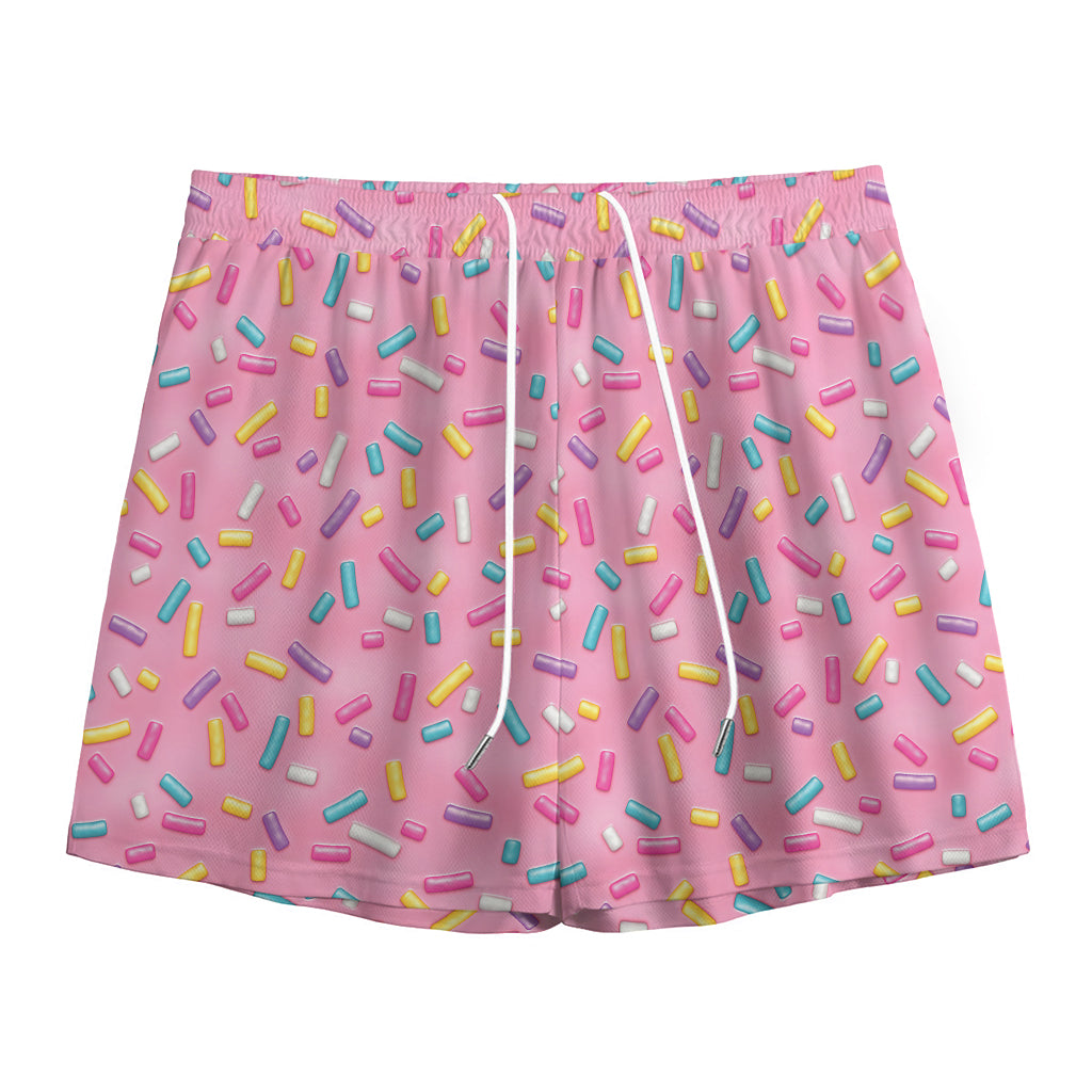Cute Candy Pattern Print Mesh Shorts