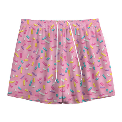 Cute Candy Pattern Print Mesh Shorts