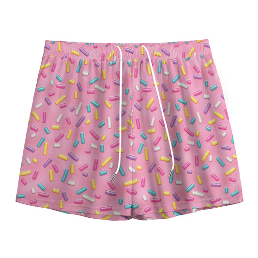 Cute Candy Pattern Print Mesh Shorts