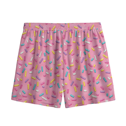 Cute Candy Pattern Print Mesh Shorts