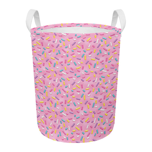 Cute Candy Pattern Print Round Laundry Basket