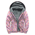 Cute Candy Pattern Print Sherpa Lined Zip Up Hoodie