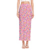 Cute Candy Pattern Print Side Slit Maxi Skirt