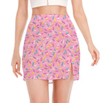 Cute Candy Pattern Print Side Slit Mini Skirt