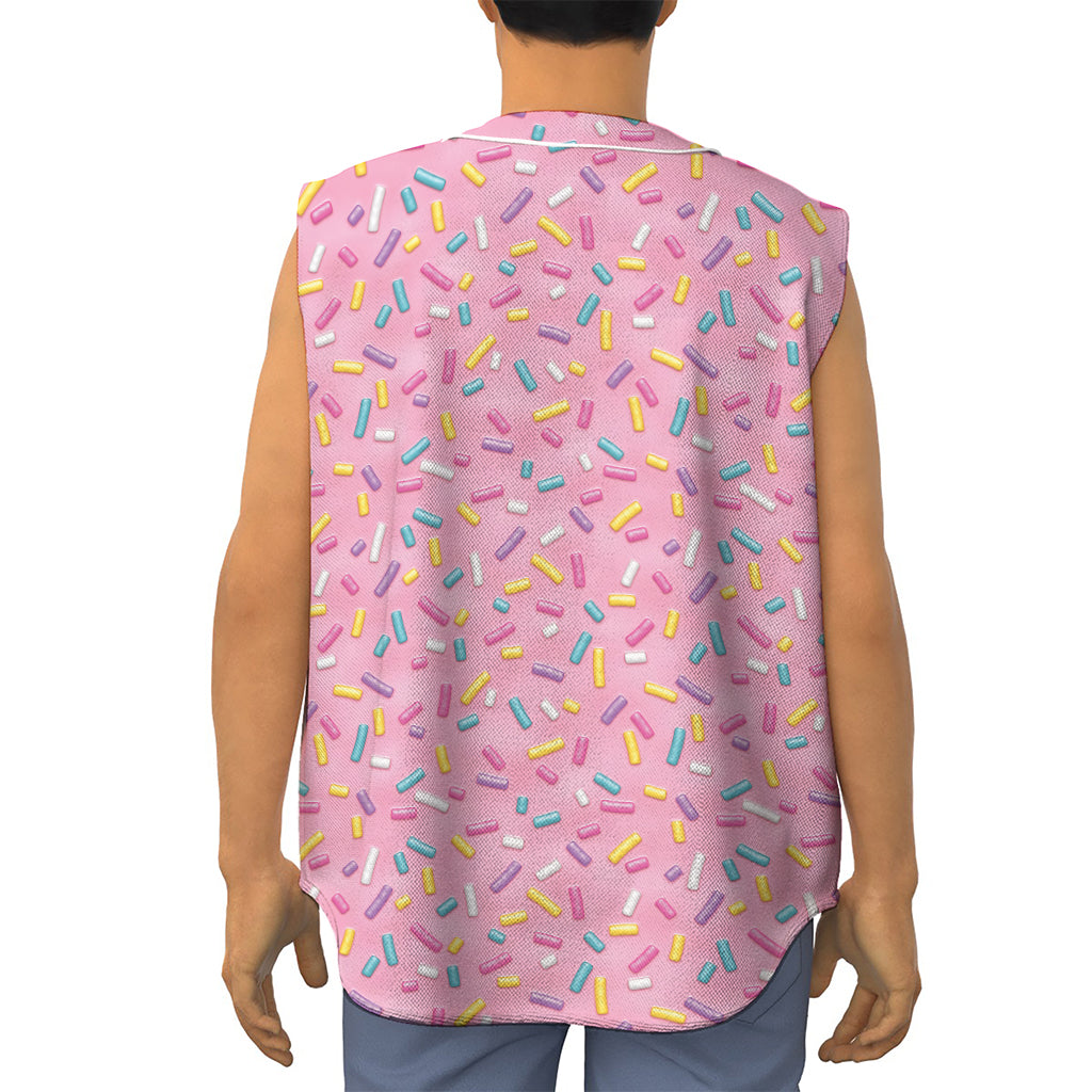 Cute Candy Pattern Print Sleeveless Baseball Jersey