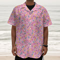 Cute Candy Pattern Print Textured Short Sleeve Shirt