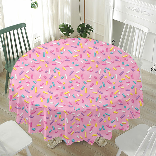 Cute Candy Pattern Print Waterproof Round Tablecloth