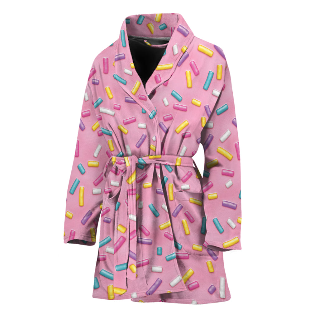 Cute Candy Pattern Print Women's Bathrobe