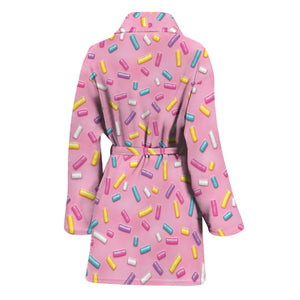 Cute Candy Pattern Print Women's Bathrobe