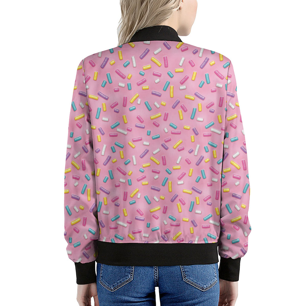 Cute Candy Pattern Print Women's Bomber Jacket