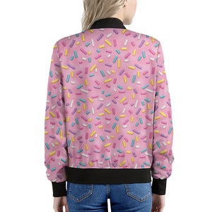 Cute Candy Pattern Print Women's Bomber Jacket