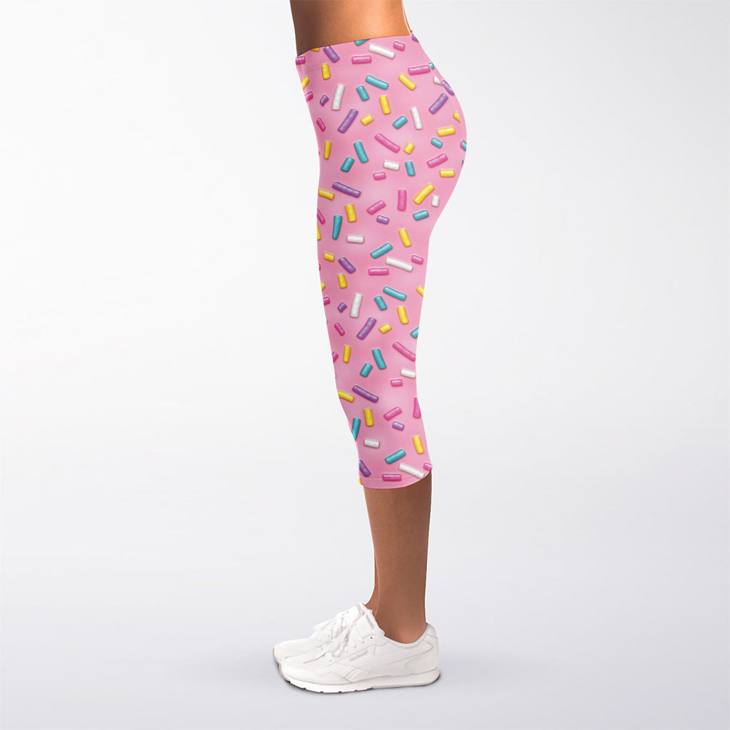 Cute Candy Pattern Print Women's Capri Leggings