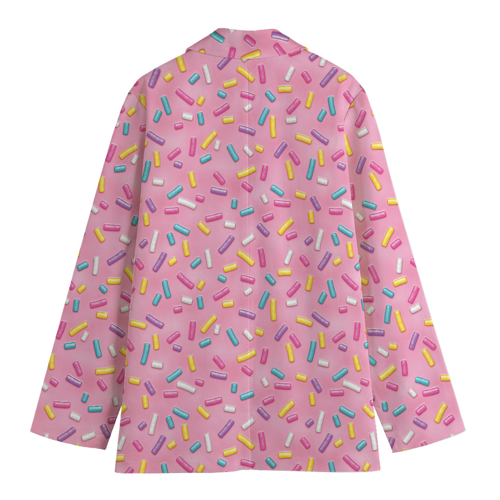 Cute Candy Pattern Print Women's Cotton Blazer