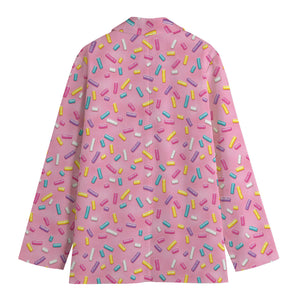 Cute Candy Pattern Print Women's Cotton Blazer