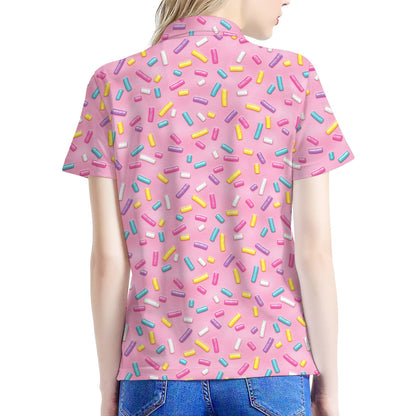 Cute Candy Pattern Print Women's Polo Shirt