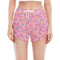 Cute Candy Pattern Print Women's Split Running Shorts
