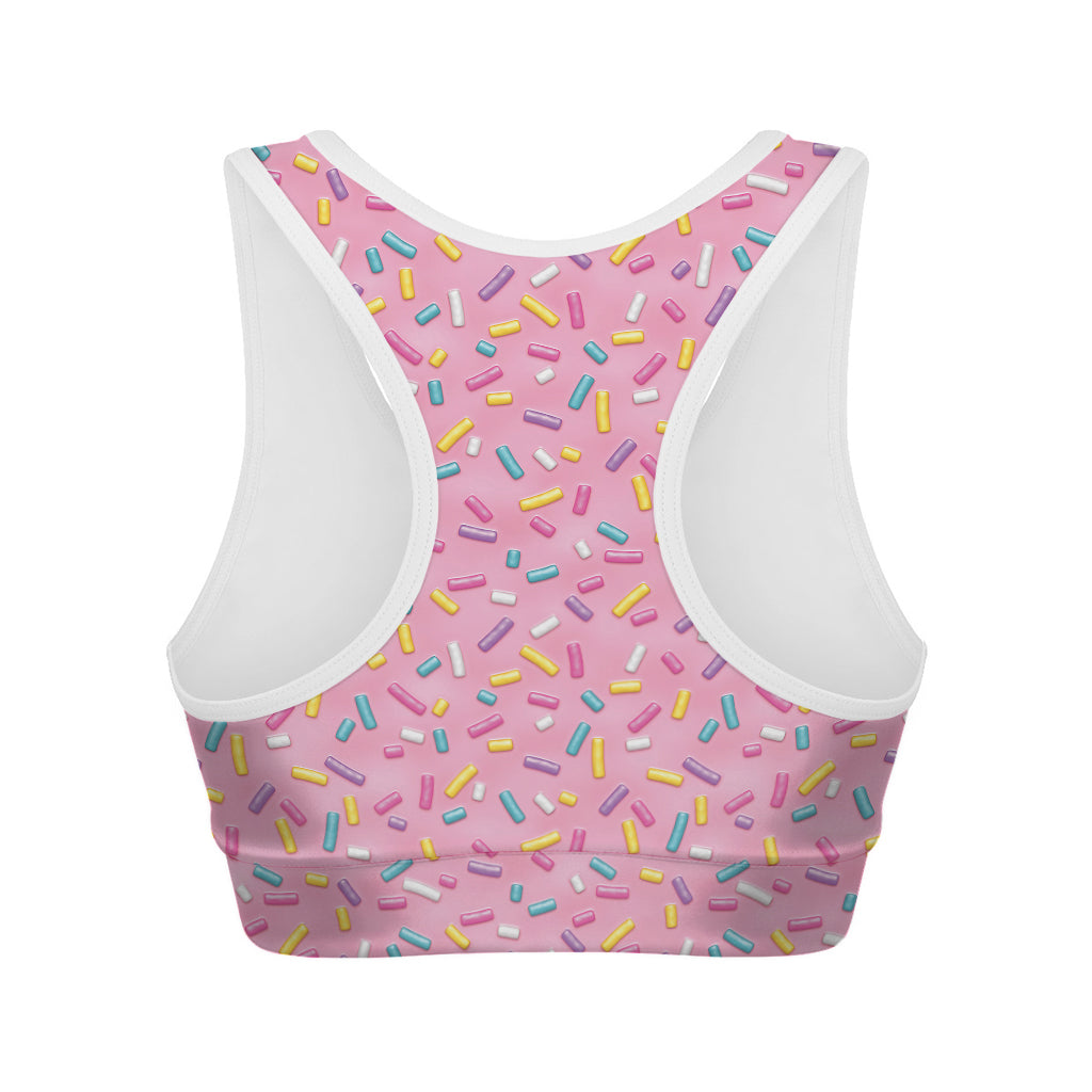 Cute Candy Pattern Print Women's Sports Bra