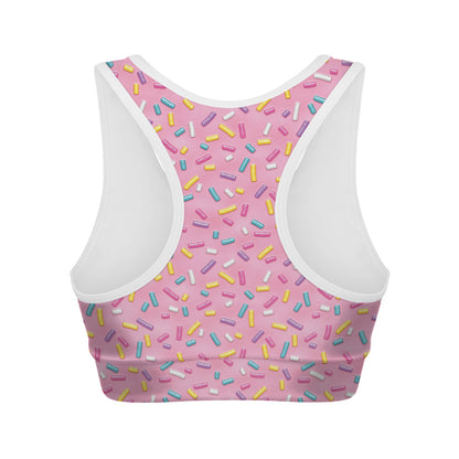 Cute Candy Pattern Print Women's Sports Bra