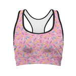 Cute Candy Pattern Print Women's Sports Bra